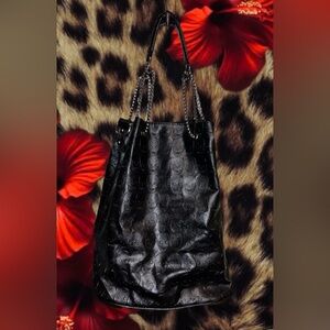 Black Skull Embossed Bucket Bag